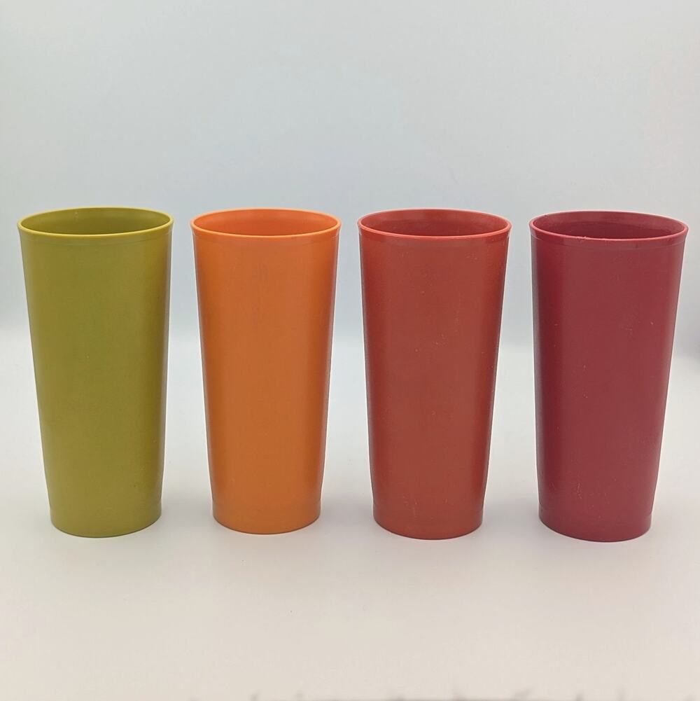 Vintage 1970s Tupperware Tumblers | Retro Boho Kitchen Cups | Set of 4